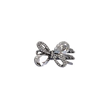 
Bow with broken hair on the forehead, duckbill clip hairpin, sweet, high-end, beautiful rhinestone side clip hollow
