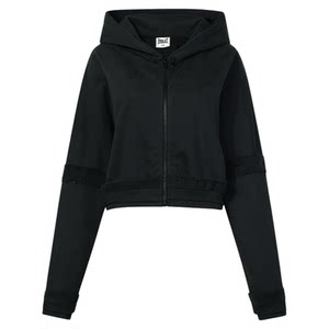 
American EVERLAST boxing sports short waistless hooded sweatshirt cardigan women's loose cotton fitness jacket spring