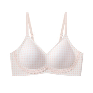 
Herbal primary color no steel ring small breast push-up bra women's secondary breast reduction anti-sagging lace girl thin underwear