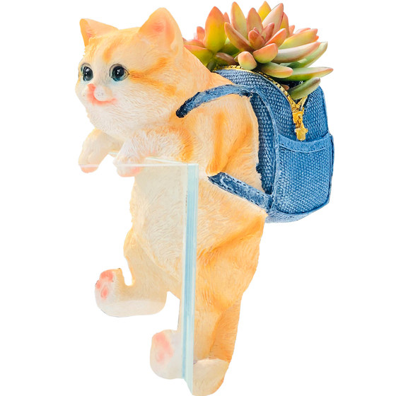 
Succulent small flower pot new style internet celebrity cute animal cat shape pendant garden decoration gift huapen