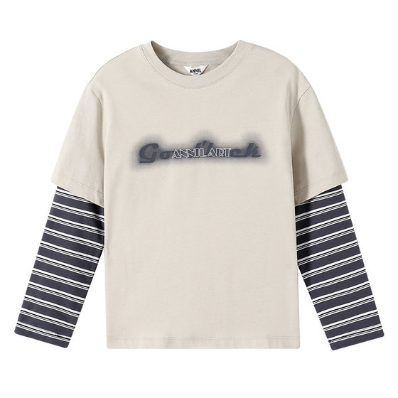 Annai children's clothing boys and girls round neck long-sleeved T-shirt autumn new quick-drying sports and leisure bottoming shirt