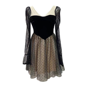 Tutu has gained some fame for her double layered lace and sexy polka dot mesh high waisted A-line pure desire style dress