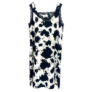 
2025 new nightgown summer silk skating silk sleeveless simple printed home clothes fashionable comfortable loose pajamas women