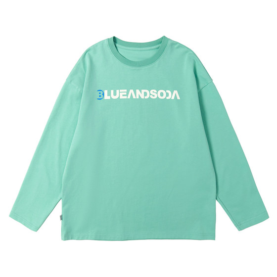 
Blue Soda 2026 Spring New Boys' Tops Contrast Color Print Teenagers Loose Knitted Cotton Long-Sleeved T-Shirt
