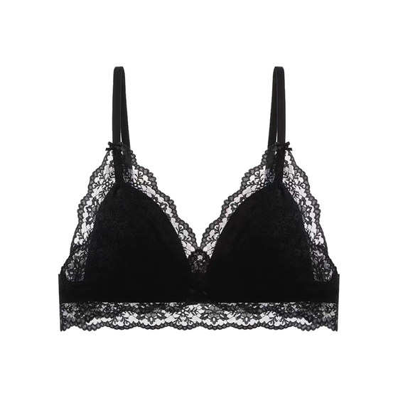 
French Triangle Cup Underwear Women's Pure Sexy Lace Girls' Rings Small Breast Ultra-Thin Bra Set