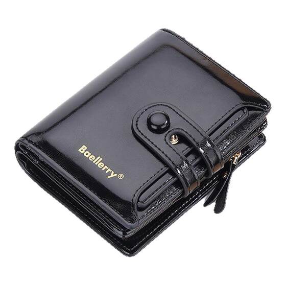 
Wallet for women, short coin for women, women's card bag, integrated multi-card position, fashionable and casual oil wax leather double buckle zipper leather clip