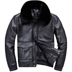 
Special offer flight suit G1 leather jacket men's top layer cowhide and cotton pilot fur collar leather jacket large size thick coat