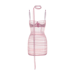 
Tonight and evening sexy pajamas for women, high-end pure desire, thin see-through mesh, small breasts, sexy suspender nightgown qqny