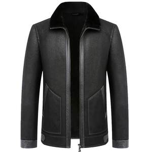 
Original eco-friendly men's lapel casual jacket Haining genuine leather jacket thick winter warm leather jacket