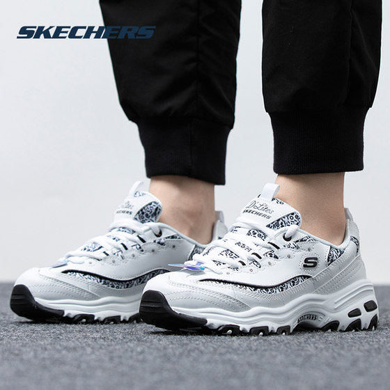 Skechers斯凯奇春夏涂鸦拼接厚底老爹鞋女休闲运动鞋13169-WBK