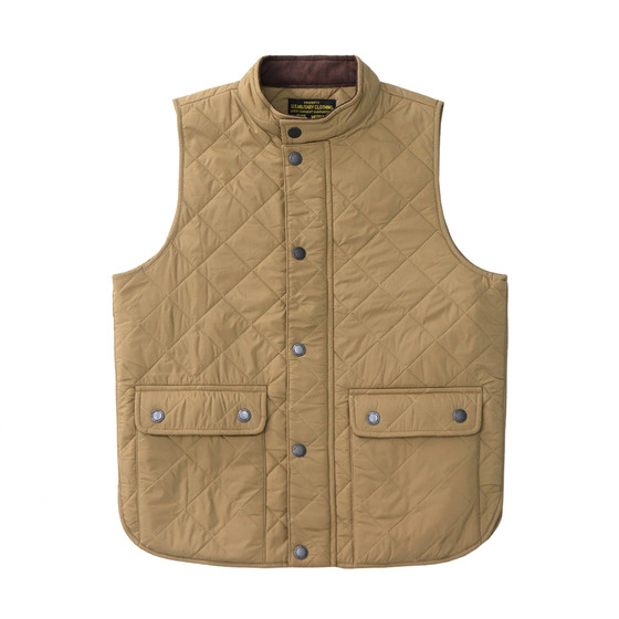 Replica quilted quilted vest men's American retro casual khaki solid color stand collar rhombus work vest jacket