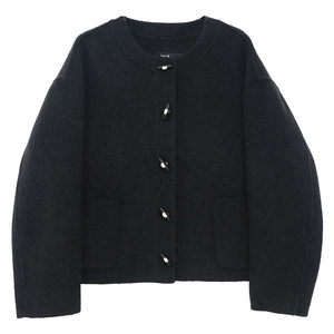 
Deer and Flying Bird 100 wool classic imitation horn button double-sided wool coat short coat 6205