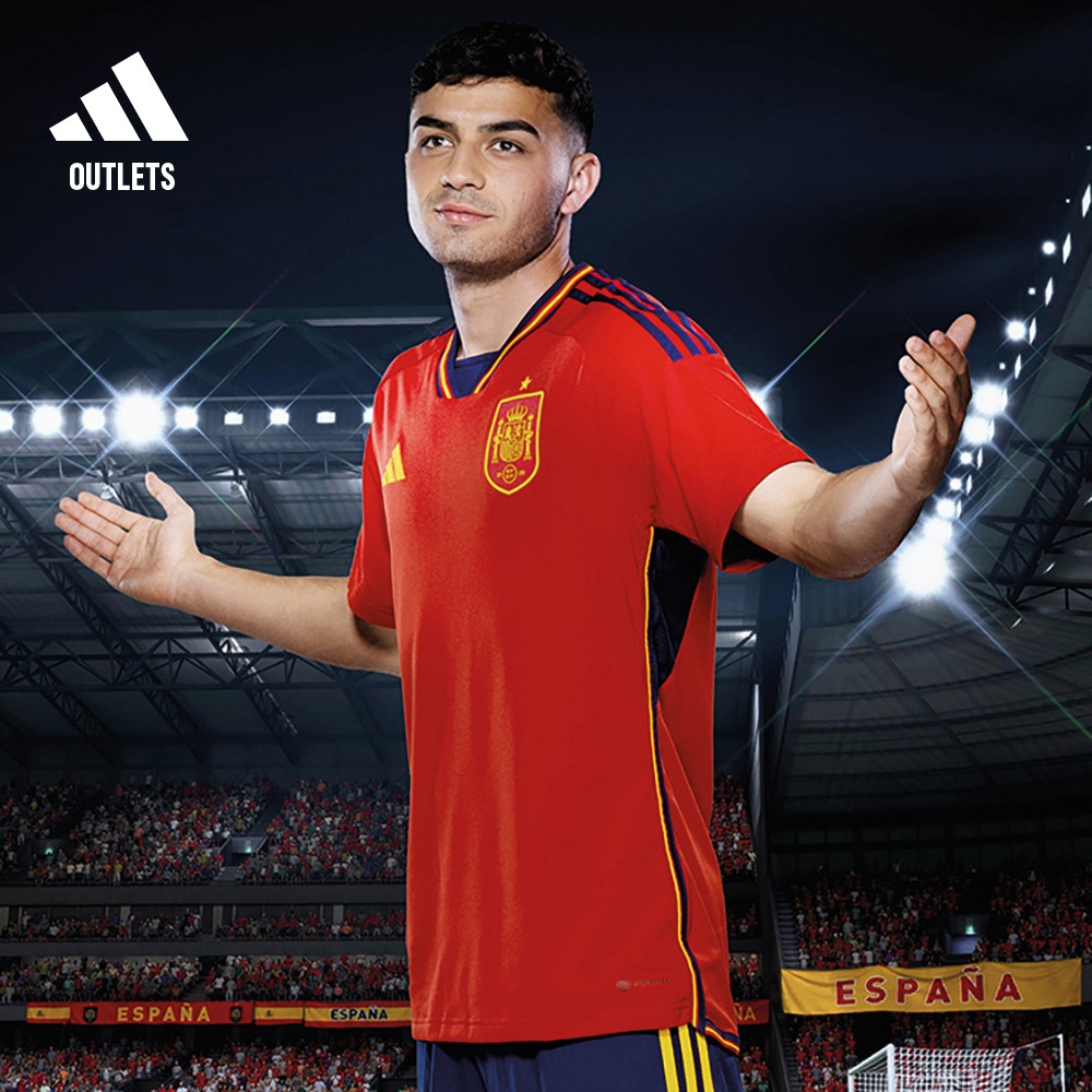 adidas官方outlets阿迪达斯男世界杯西班牙球员版主场足球短袖T恤