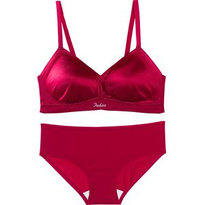 
Underwear suit Female touchless ice mercerized small breasts gathered satin-free wire bra red zodiac year