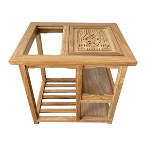 Movable elm solid wood household tea ceremony table with chair office tea cabinet balcony tea table integrated water tea table