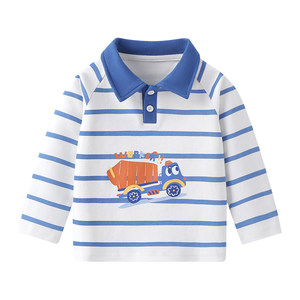 
Boys' long-sleeved T-shirt lapel POLO shirt pure cotton spring children's baby bottoming shirt small and medium-sized children's top spring clothing
