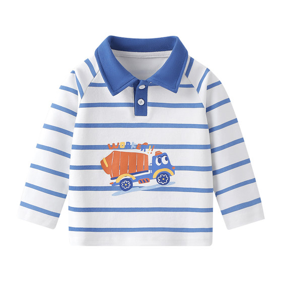 
Boys' long-sleeved T-shirt lapel POLO shirt pure cotton spring children's baby bottoming shirt small and medium-sized children's top spring clothing
