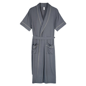 
Xuanliang Couple Nightgown Women's Summer Modal Short-Sleeved Robe Pajamas Large Size Bathrobe Ice Silk Cool Feeling Men's Home Clothes