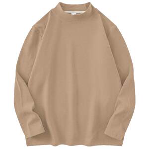 300G Half -high -necked long -sleeved T -shirt men's double -sided virtue, autumn and winter base shirt with velvet, warm pure white
