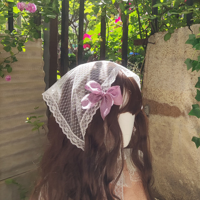 taobao agent Lace triangular scarf head scarf Low hat retro rural multi -function Baotou hat small scarf photography photo photo