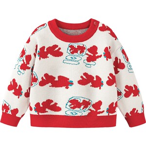 
[Intangible Cultural Heritage Joint Brand] Mini Balabala Red New Year Sweater for Boys and Girls Baby Knitted Sweater Winter Sweater