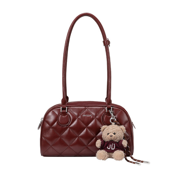 
Oshina Waffle Bag 2026 New Bowling Bag Shoulder Underarm Women's Bag Gift Bride Red Wedding Bag