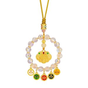 
New Chinese style five-way wealth god colorful glass jewelry Ping An Fu Lock car hanging pendant colorful crystal pendant accessories