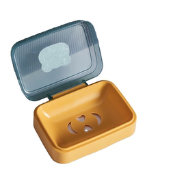 Flip-top portable soap box creative with lid drain household soap box student dormitory soap box single layer breathable
