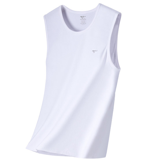 
Seven Wolves men's vest wide shoulder pure cotton base sports sweat-absorbing fitness outside wearing short-sleeved old sweat shirt for men