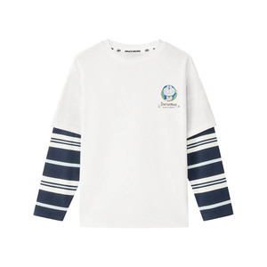 
Skechers Doraemon limited design T-shirt children's spring pure cotton long-sleeved tops for boys and girls