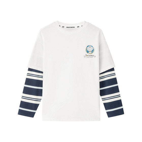 
Skechers Doraemon limited design T-shirt children's spring pure cotton long-sleeved tops for boys and girls