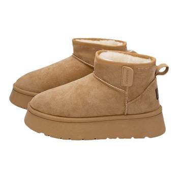 Global thick-soled heightening snow boots for women 2025 new winter velvet thickened sleeve round toe warm cotton shoes for women