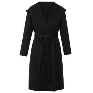 
LANCY/Langzi 2024 new winter wool simple style double-sided wool coat for women with hooded mid-length wool coat