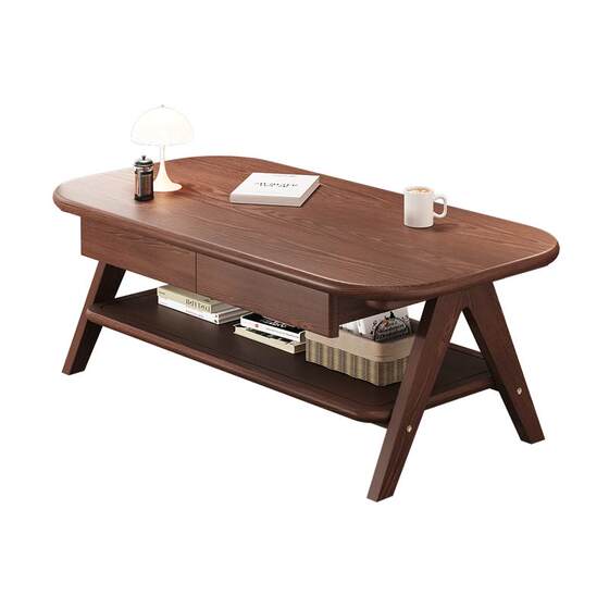 
Sanmeng solid wood coffee table living room home 2025 new double-layer tea table light luxury high-end small apartment coffee table table