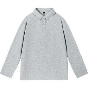 
Benny lapel Polo shirt men's long sleeve spring and autumn trendy loose high-end gray inner T-shirt top A
