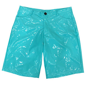 23 New color summer mirror shiny loose short leather pants and large cross -pants nightclub performance service 5 -point pants foreign trade