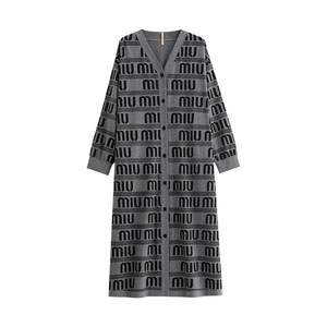 Nightgown for women's pajamas spring and autumn long sleeve cotton cardigan long shirt casual and high-end feeling
