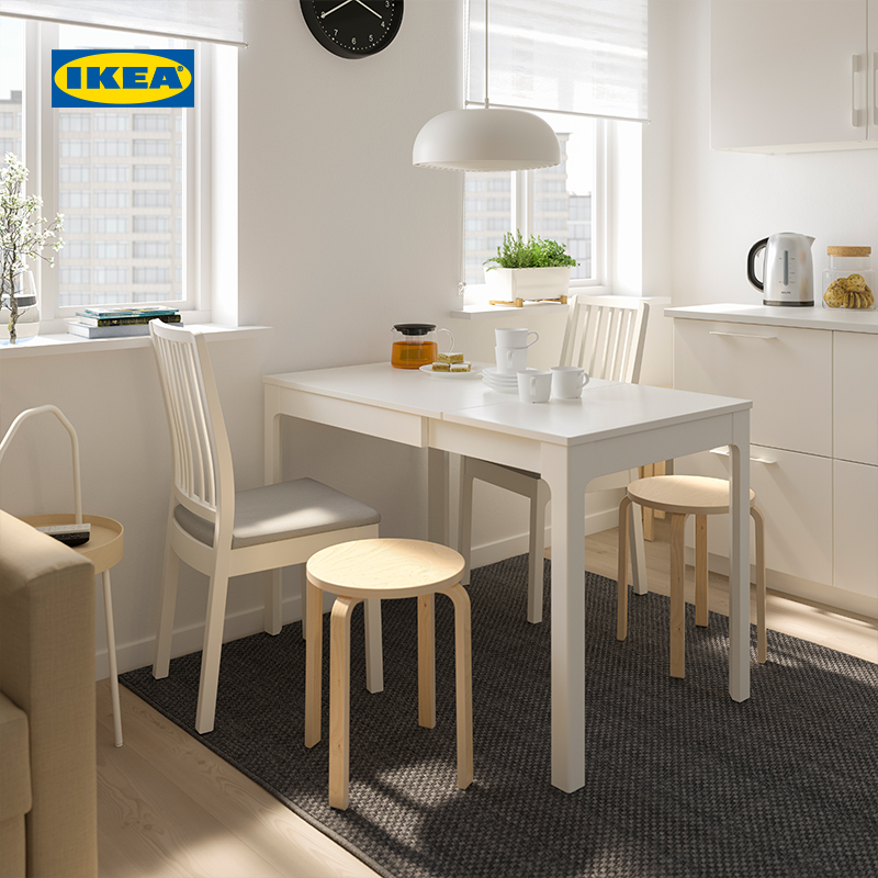 IKEA宜家EKEDALEN伊克多兰一桌二椅伸缩餐桌小户型桌子椅子餐椅