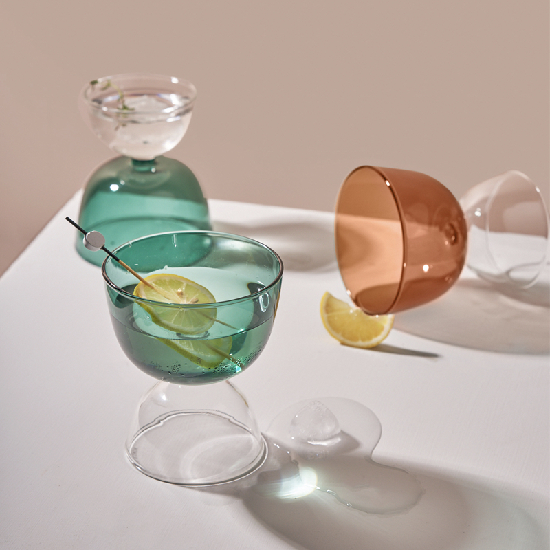 莫语 原创ins风耐高温彩色玻璃水杯家用日式情侣酸奶冰激凌果汁杯