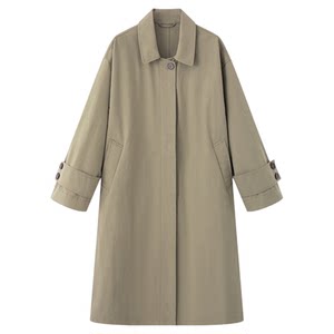
Painting style drawwind2026 spring new windbreaker women's loose long single-breasted solid color lapel top jacket