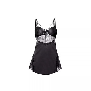 
LA Fusheng Ru Meng* New suspender lace bow thin pajamas mesh makes you look slim and pure sexy nightgown