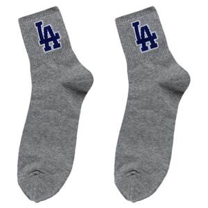 
New Korean Dongdaemun imported LA letter mid-tube socks autumn and winter sweat-absorbing simple sports solid color men's cotton socks