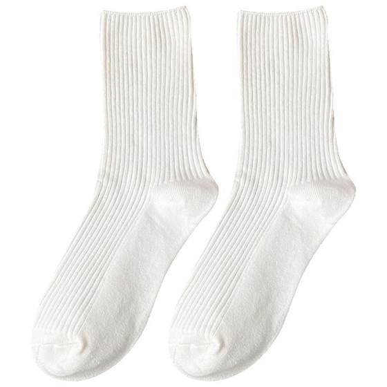 
White stacked socks for women's middle tube spring and autumn internet celebrity pure cotton confinement socks jk socks loafers autumn and winter boneless stockings
