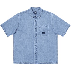 
Lee comfortable version of classic lapel Tencel medium blue men's short-sleeved denim shirt casual trendy LMT009795207