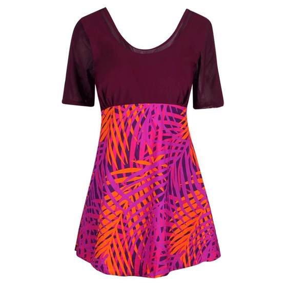 Manba Sha's new mother swimsuit, women's jumpsuit style short sleeved, slimming, covering the belly, conservative plus size swimsuit, fat mm