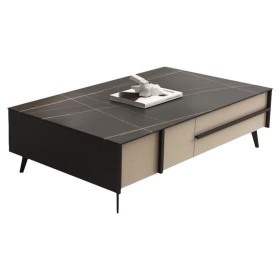 
Italian minimalist rock slab square office coffee table simple metal leg tea table modern small apartment rock slab tea table
