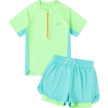 Yuke boys' mid-sized and large children's split sun protection training swimsuit
