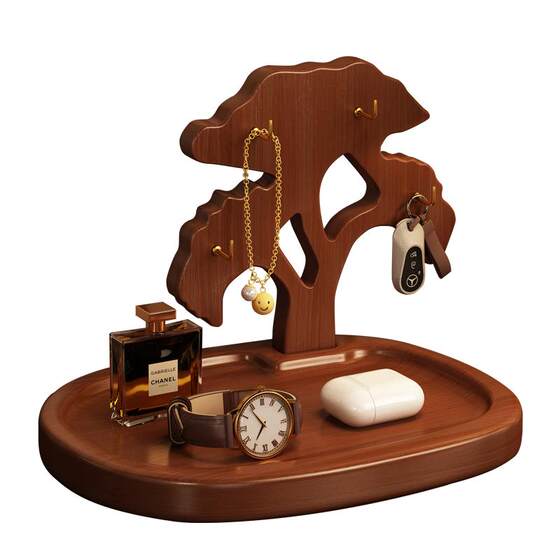 
Solid wood entrance rack entry key storage ornaments hanging rack table tray decorative glasses watch display rack