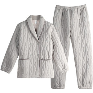
Xuan Liang Couple New Chinese Style Pajamas Women's Autumn and Winter Three-Layer Thickened Padded Jacket Men's Coral Velvet Home Clothing Set