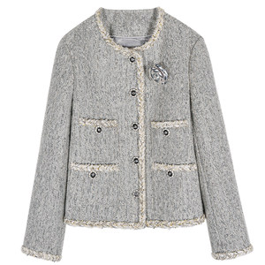 
Luoluo Jiejie gray small fragrant woolen coat for women 2026 new small short woolen coat niche